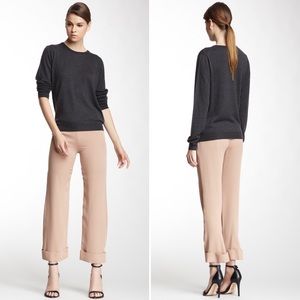 Giorgio Armani Blush Silk Cropped Wide Leg Trousers